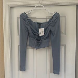 Forever 21 Blue Crop Blouse